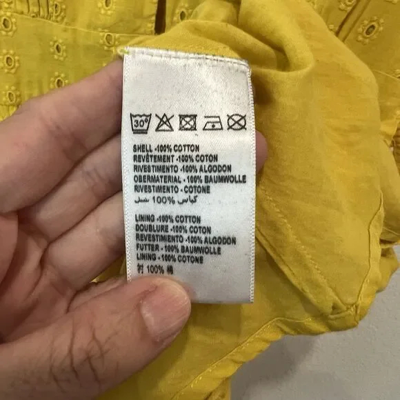 Cleobella Kaia Yellow Eyelet Cotton Mini Summer Dress Medium Boho Casual - Picture 5 of 10
